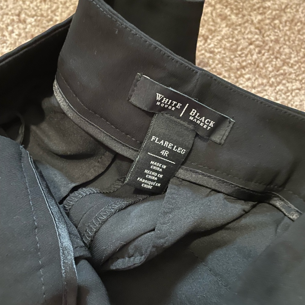 White House Black Market Womens Flare Black Dress Pants US 4 - Picture 4 of 4